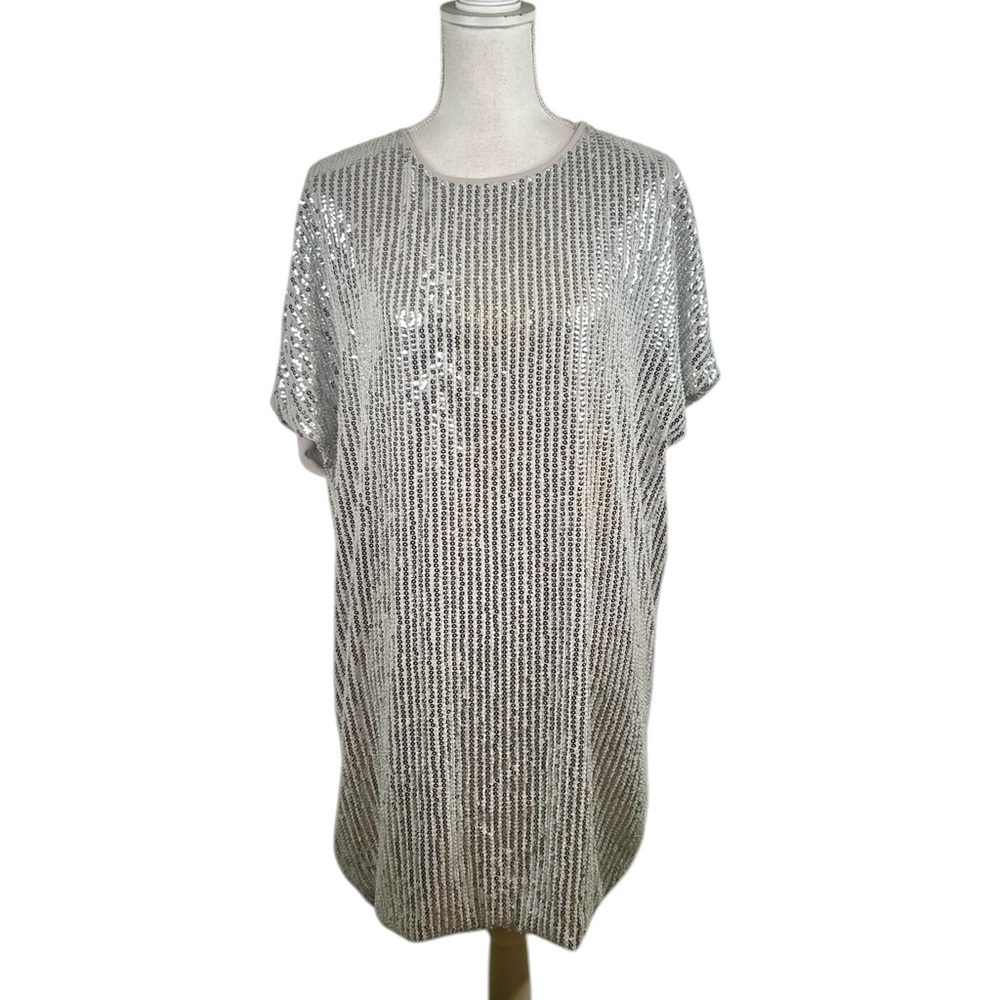 NLY Icons Silver‎ Sequin Evening Formal Event Festive Prom Mini Dress Size Small